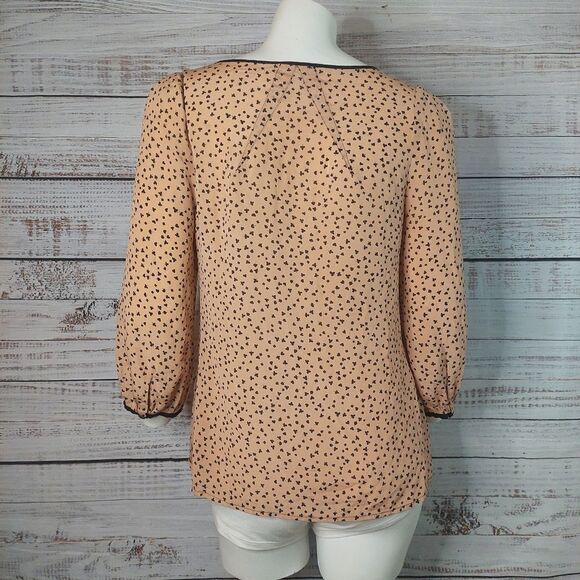 Women's Anthropologie Brand Odille Silk Button Hearts And Spades Novelty Blouse - Picture 8 of 13